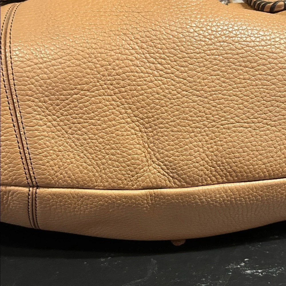 Brighton Tan Leather Shoulder Bag with Heart Charm